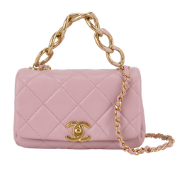 Mini Chain Top Handle, Leather, Pink, L9TJPAP8, B/DB, 2*